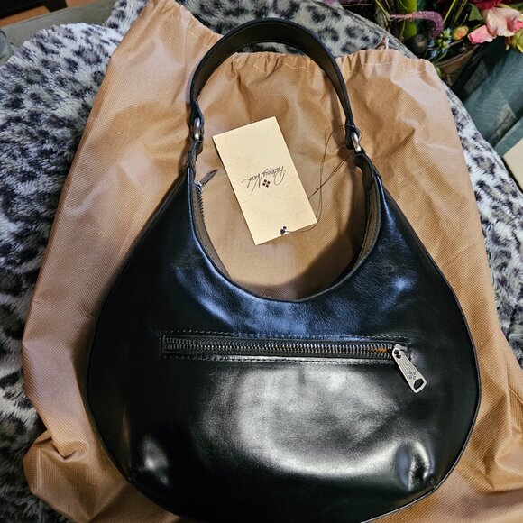 Patricia Nash | Black Leather Coco Crescent Hobo Bag - NWT - Picture 5 of 16